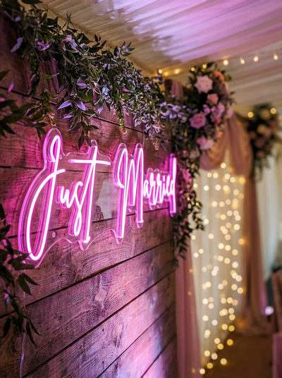 Location PANNEAU LED LUMINEUX JUST MARRIED NEW ROSE REGLABLE