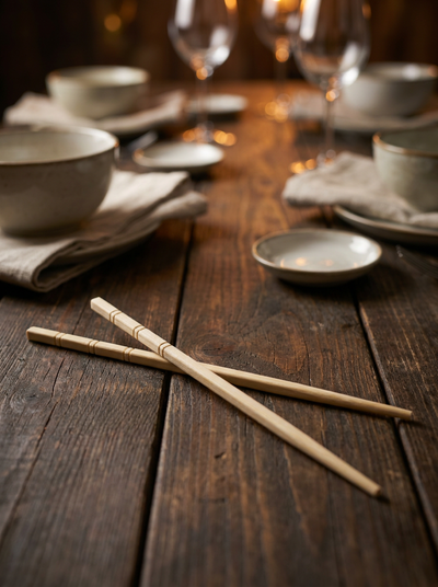 LOT DE 2 BAGUETTES CHINOISE EN BOIS