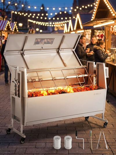 BARBECUE A CHARBON AVEC ROTISSOIRE