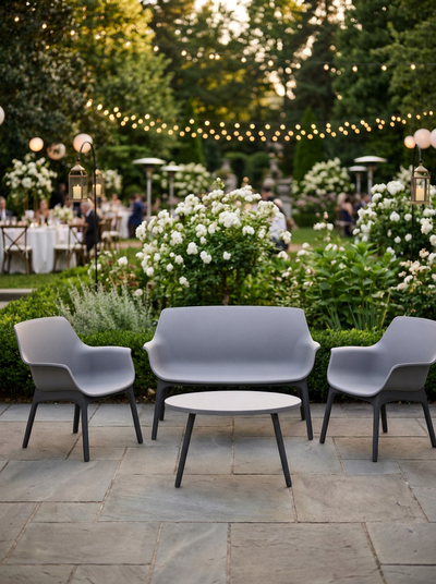 SALON DE JARDIN PLASTIQUE 4 PLACES AVEC TABLE