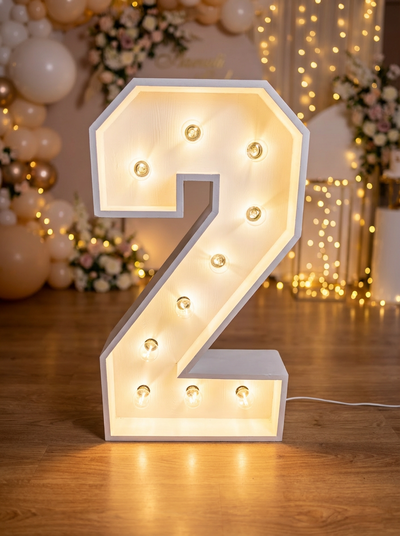 CHIFFRE LUMINEUX BOIS COULEUR BLANCHE 2