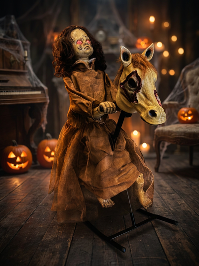 POUPEE TERRIFIANTE SUR CHEVAL