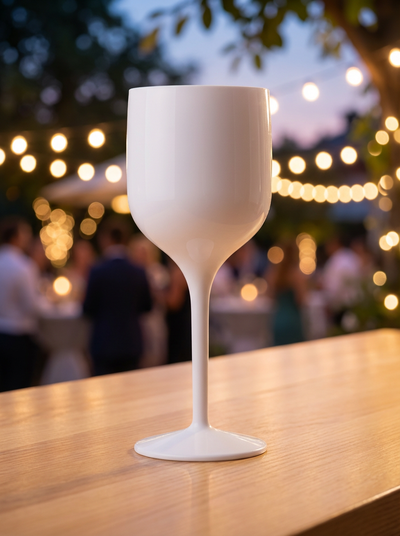 Location VERRE À VIN PLASTIQUE BLANC