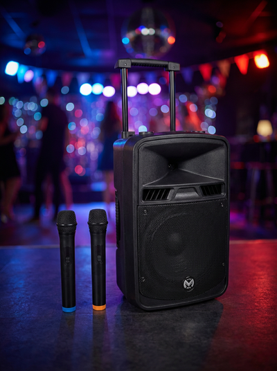 ENCEINTE SONO PORTABLE 500W 2 MICROS
