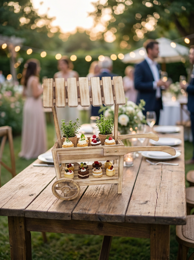 MINI CHARIOT PRESNTOIR A DESSERTS ET GATEAUX EN BOIS