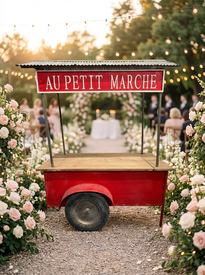 Location CANDY BAR PETIT MARCHE BOIS ROUGE ET BLANC
