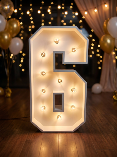 CHIFFRE LUMINEUX BOIS COULEUR BLANC 6