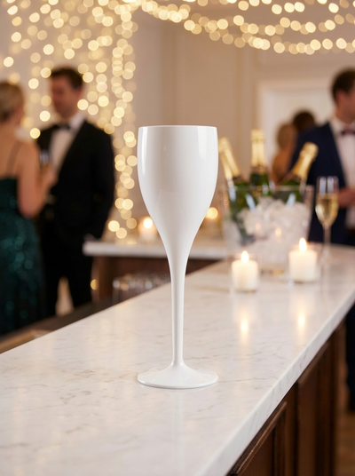 Location VERRE A CHAMPAGNE ARRONDI PLASTIQUE BLANC