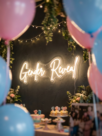 Location PANNEAU LED LUMINEUX GENDER REVEAL BLANC