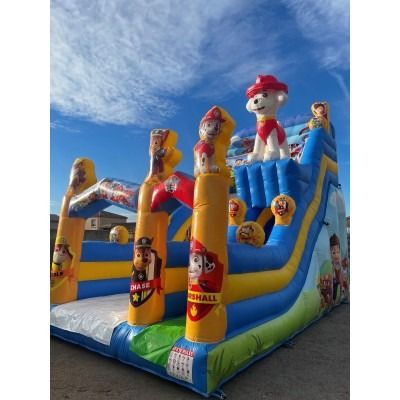 CHATEAU STRUCTURE GONFLABLE POMPIER CHIEN 4x7m toboggan