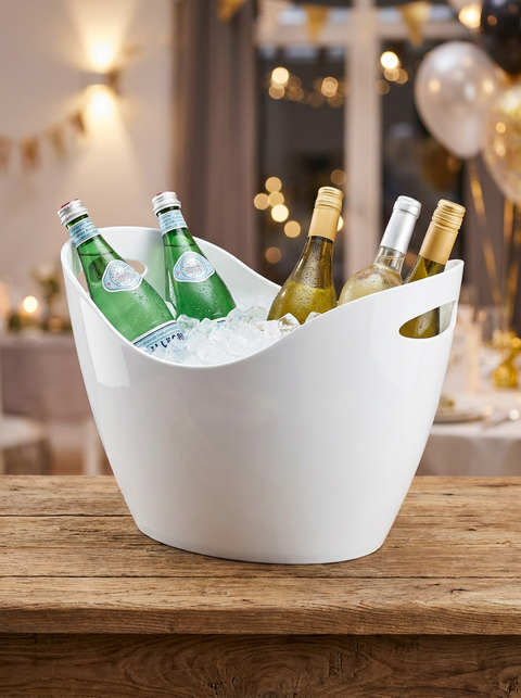 Seau a champagne blanc avec poignees en location pour événement - Faites la Fête