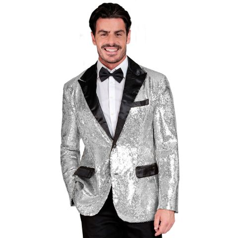 Veste de costume argent en location pour événement - Faites la Fête